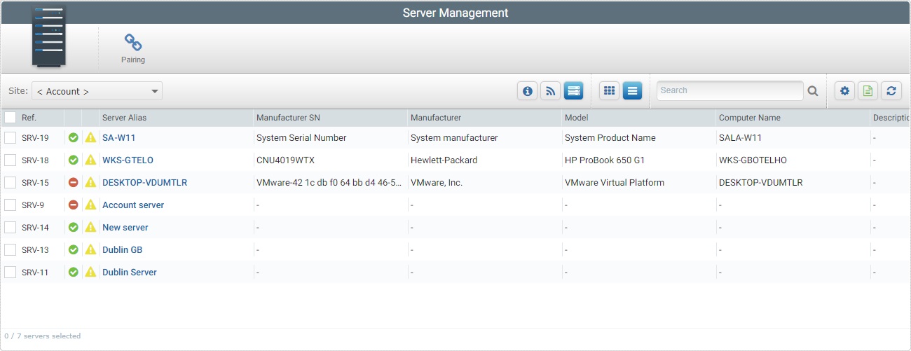 Servers Page Server Details_Account