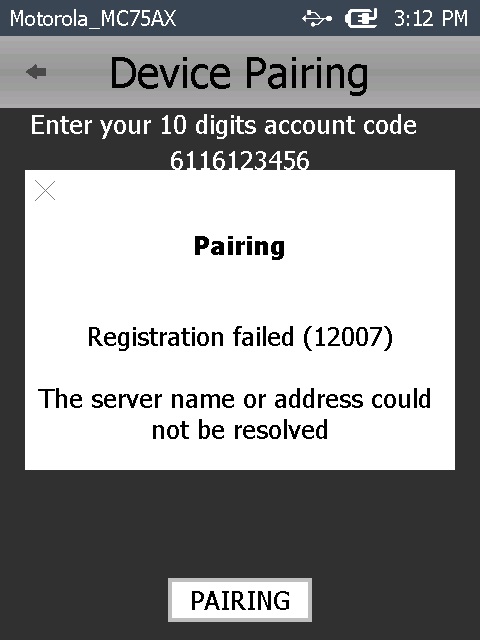 Pairing Windows Error 1
