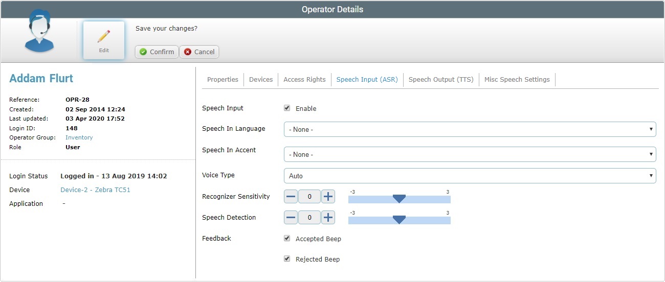 Operator Details Page Speech In Out Tab Voice Edit