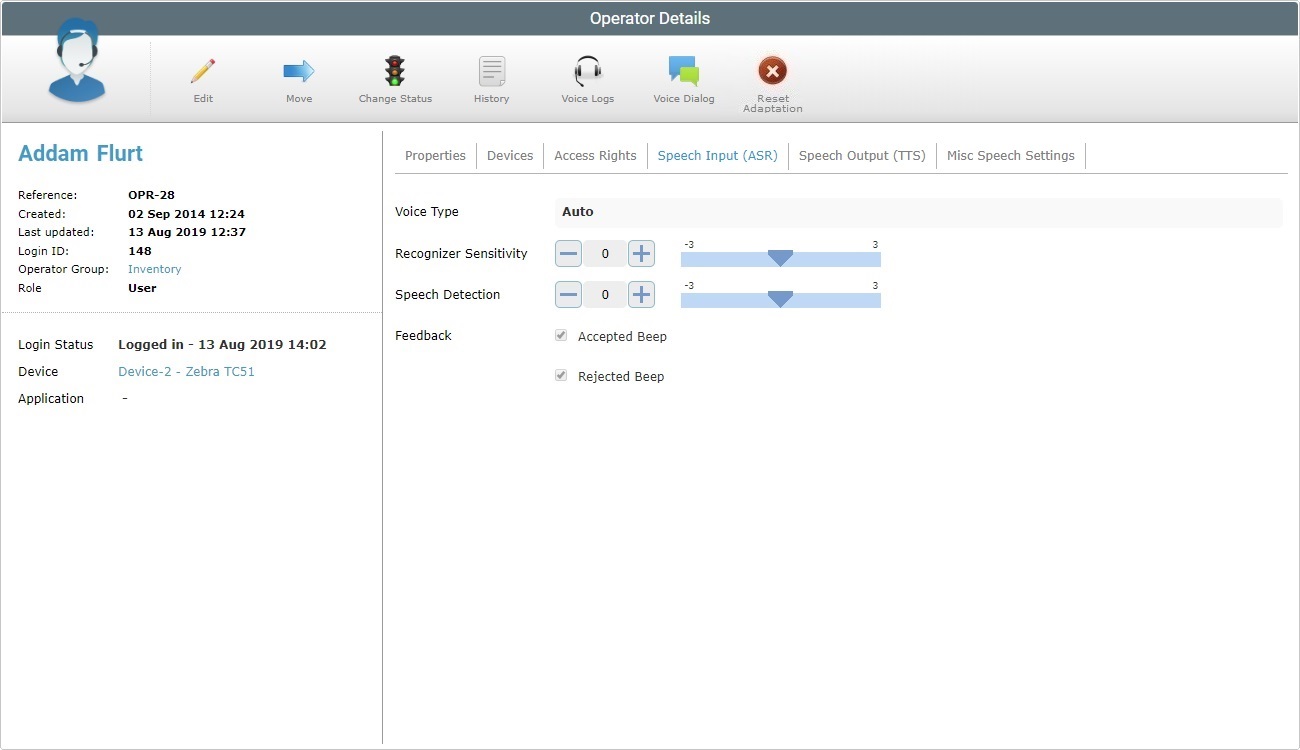 Operator Details Page Speech In Out Tab View 0