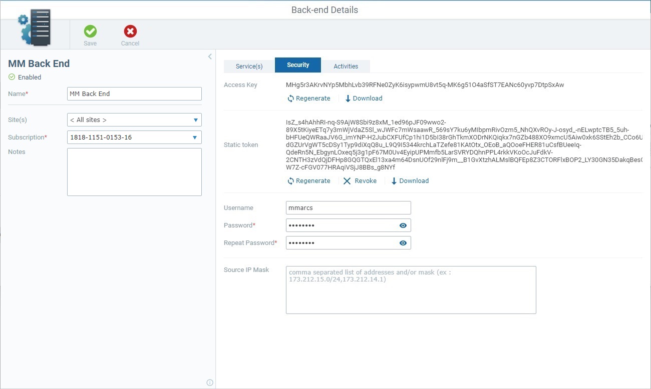 Back End Details Page Security Tab Edit