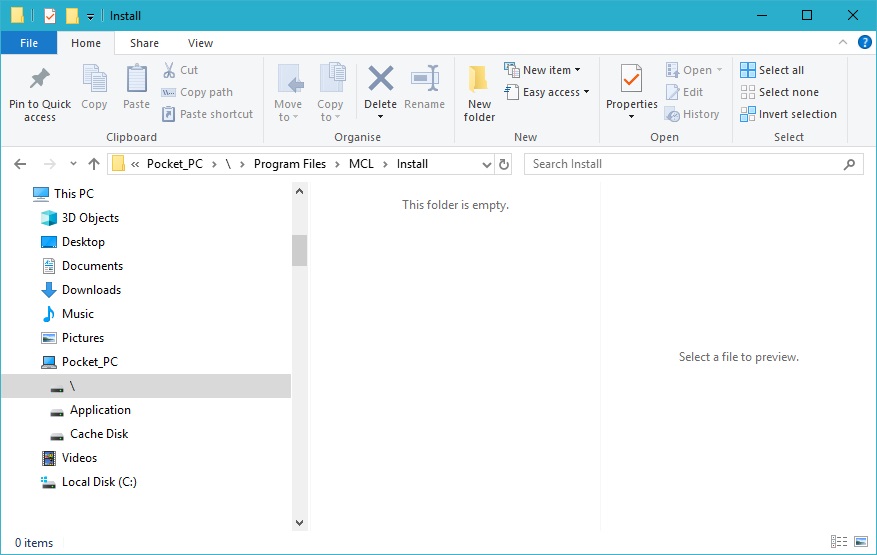 MCL Folder in Device_Windows