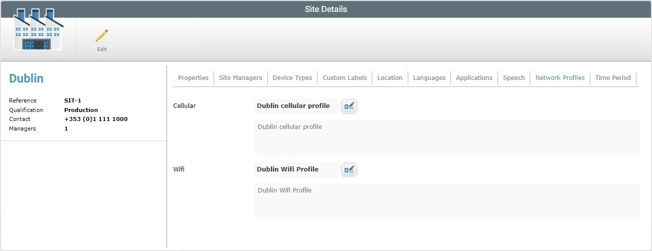 Site Details Network Profiles Tab Read