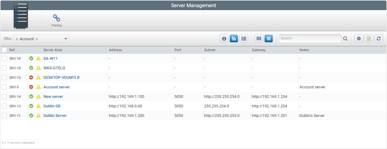 Servers Page Network_Account
