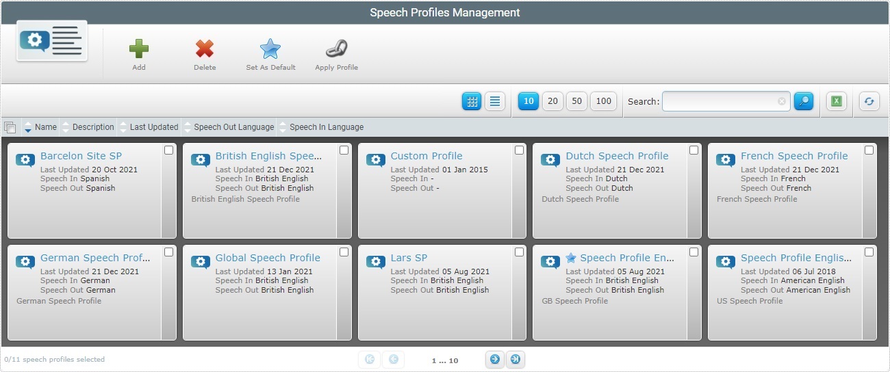 Global Speech Profile Page