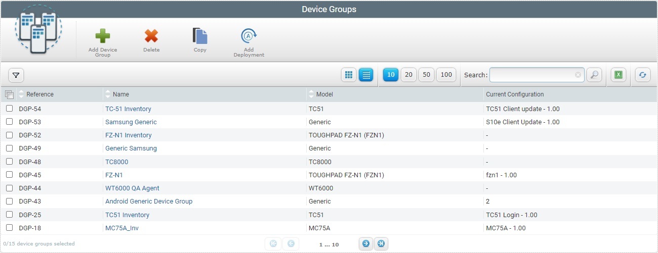 Device Groups List View