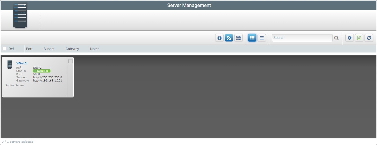 Servers Page Grid View Network