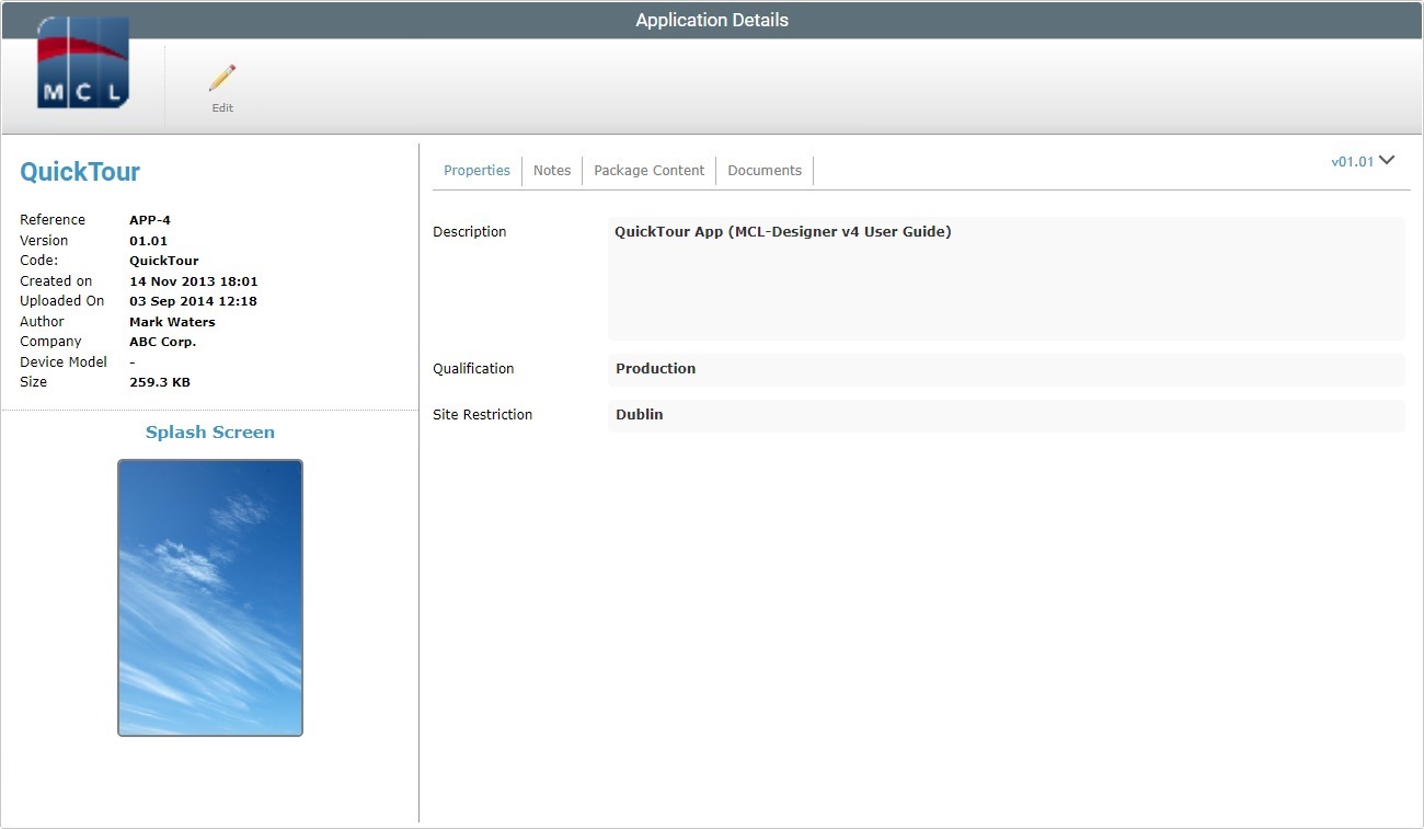 Application Details Page Prop Tab View_Site