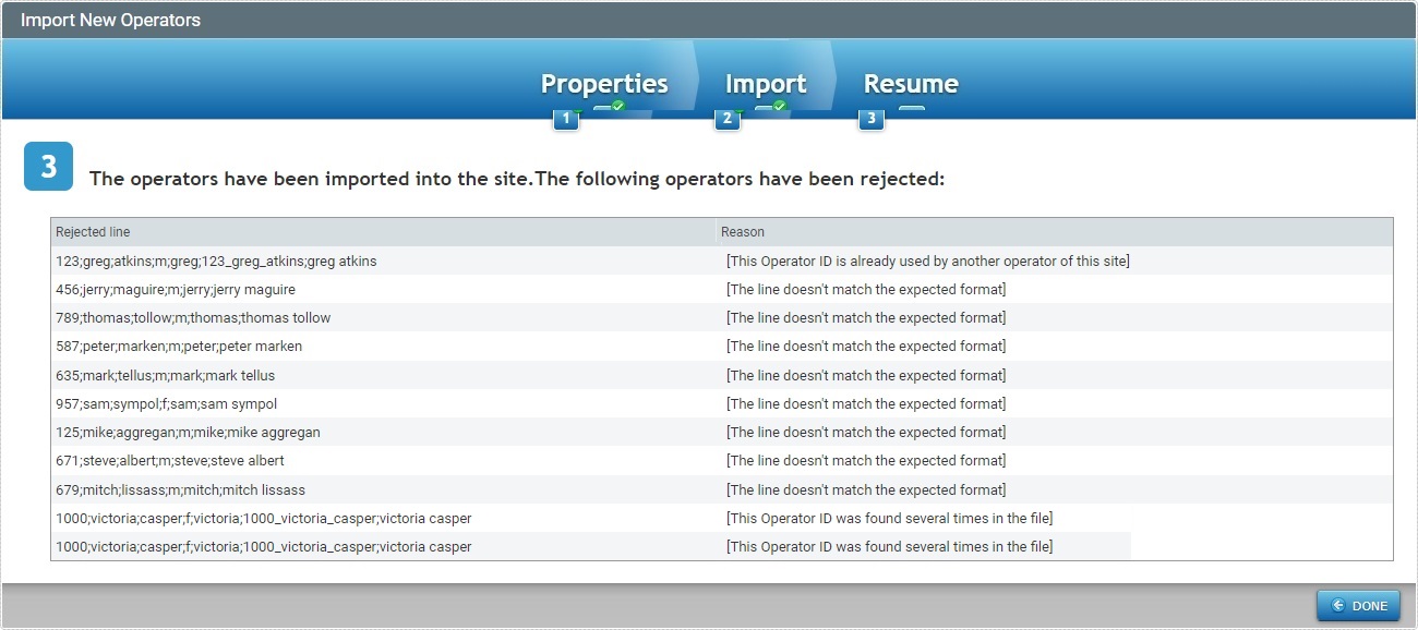 Import New Operators Step 2 Result