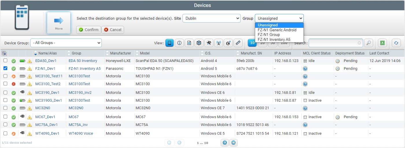 Devices Page Move Edit