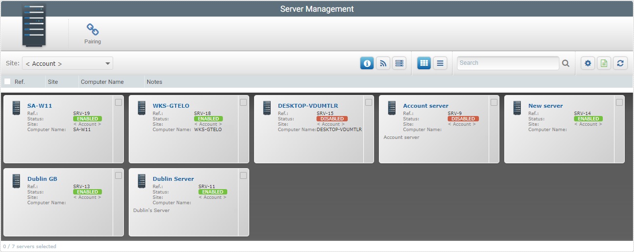 Servers Page Grid View_Account