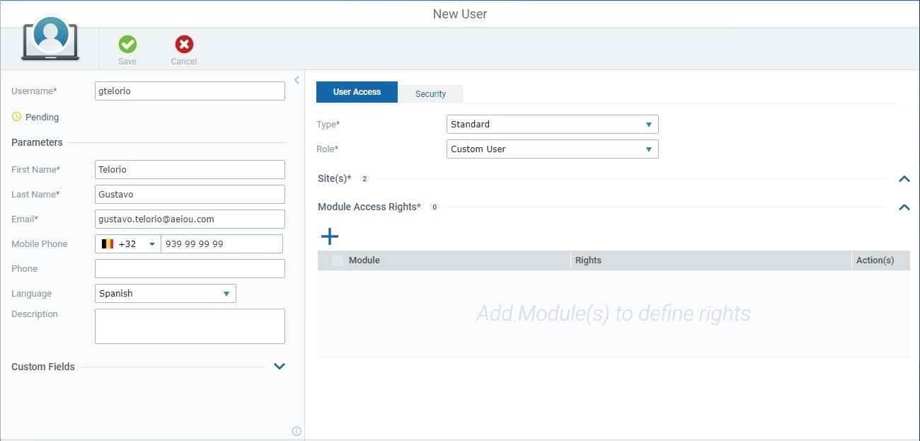 New Custom User_User Access Tab_Account_M