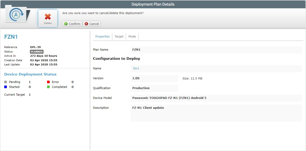 Site Deployment Plan Delete Confirmation