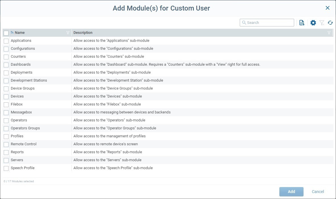 User Access Rights_Select Modules_M