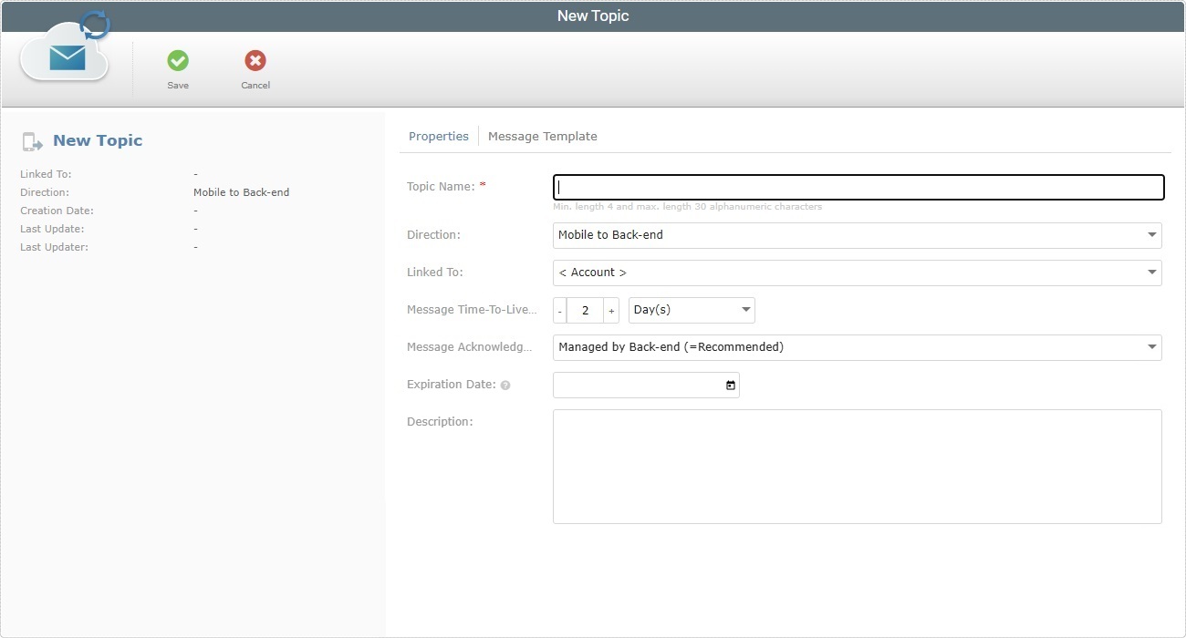 Messagebox Add New Topic Page