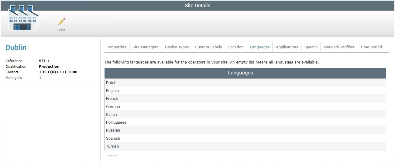 Site Details Voice Lang Tab Read