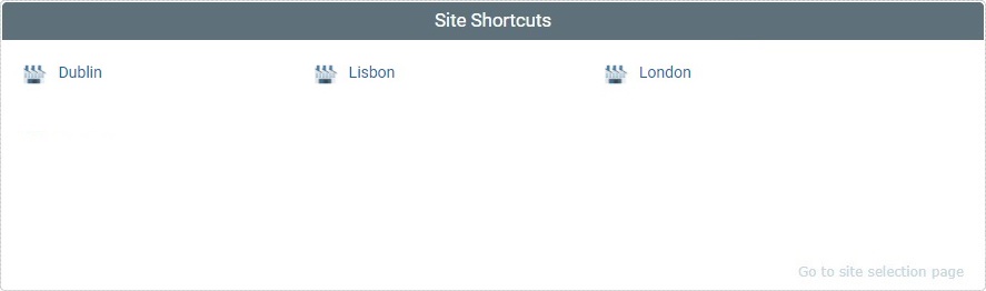 Admin Dashboard Site Shortcuts