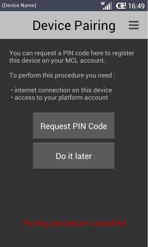 Android Pairing Error