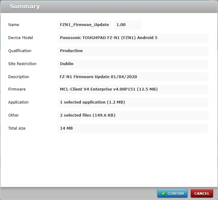 New Configuration Step 4 Summary