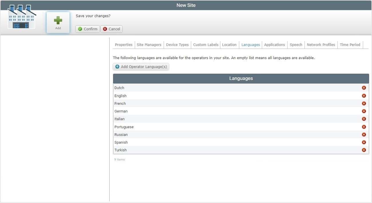 Add Site Languages Tab