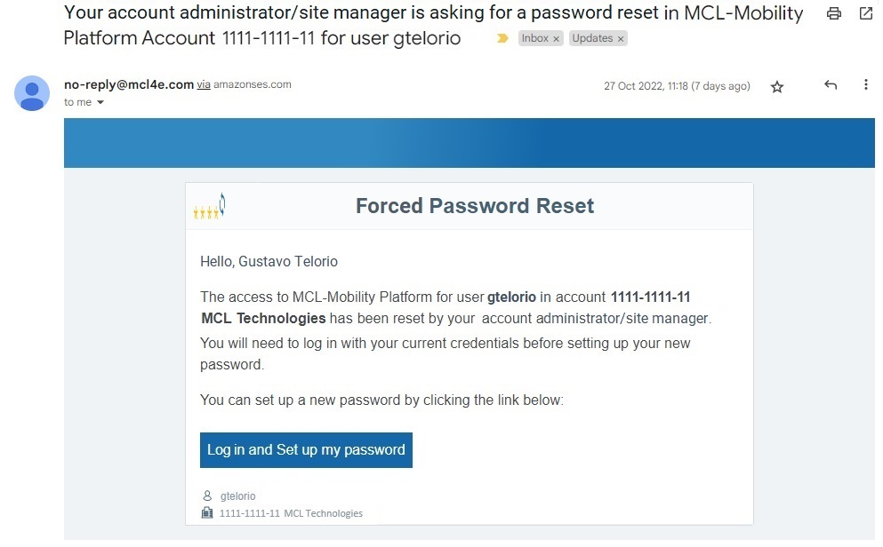 User force reset password email
