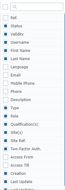 Show_Hide Columns list Users_Account