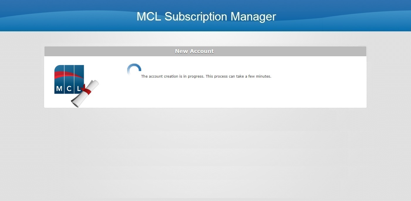 MCL Subscription Manager new account4