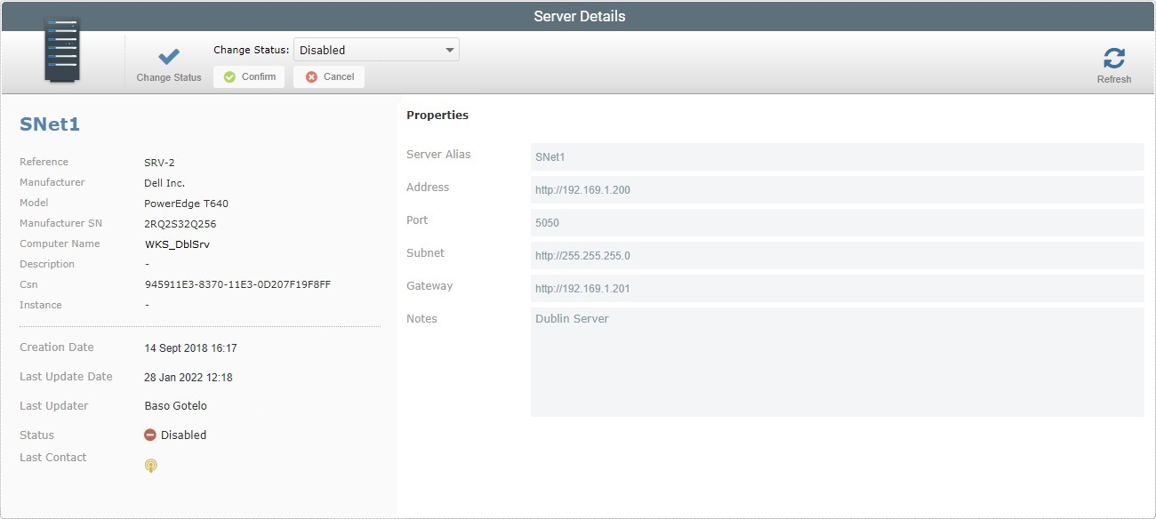 Server Details Page2 Edit Status