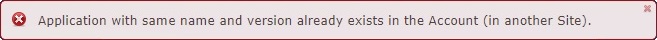 Site Applications add error1