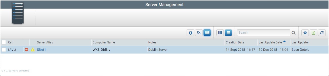 Servers Page Edit Status