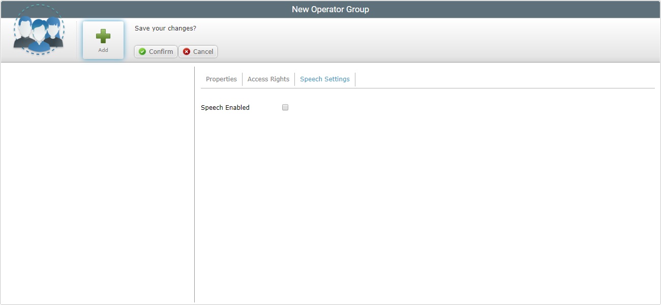 New Operator group Page Default Speech In Out Tab No Voice