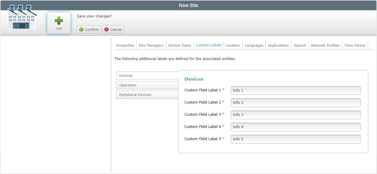 Add Site Cust Field Lab Tab