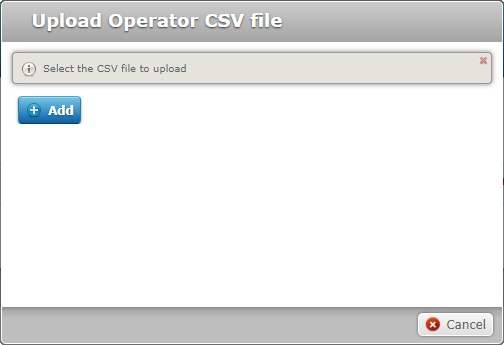 Upload Operator CSV File Window