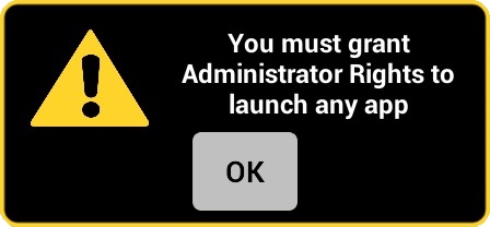 Admin Rights Message