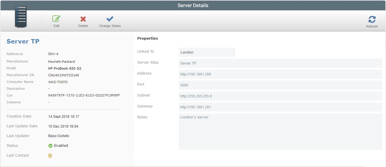 Server Details Page1 View Mode_Account