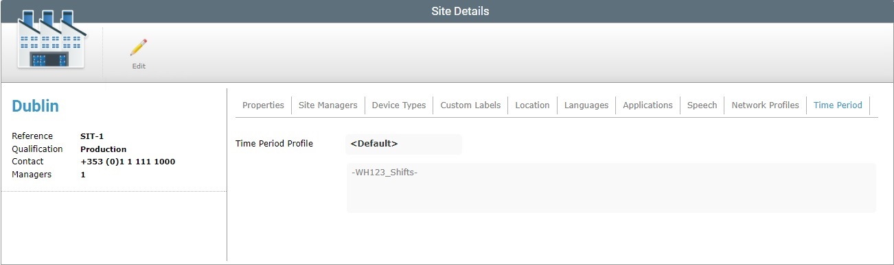 Site Details Time Period Tab Read
