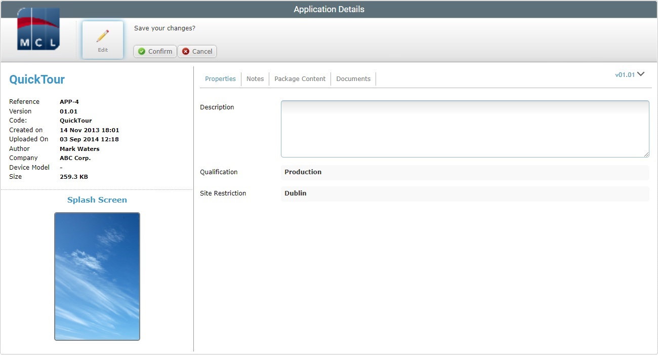 Application Details Page Prop Tab Edit_Site