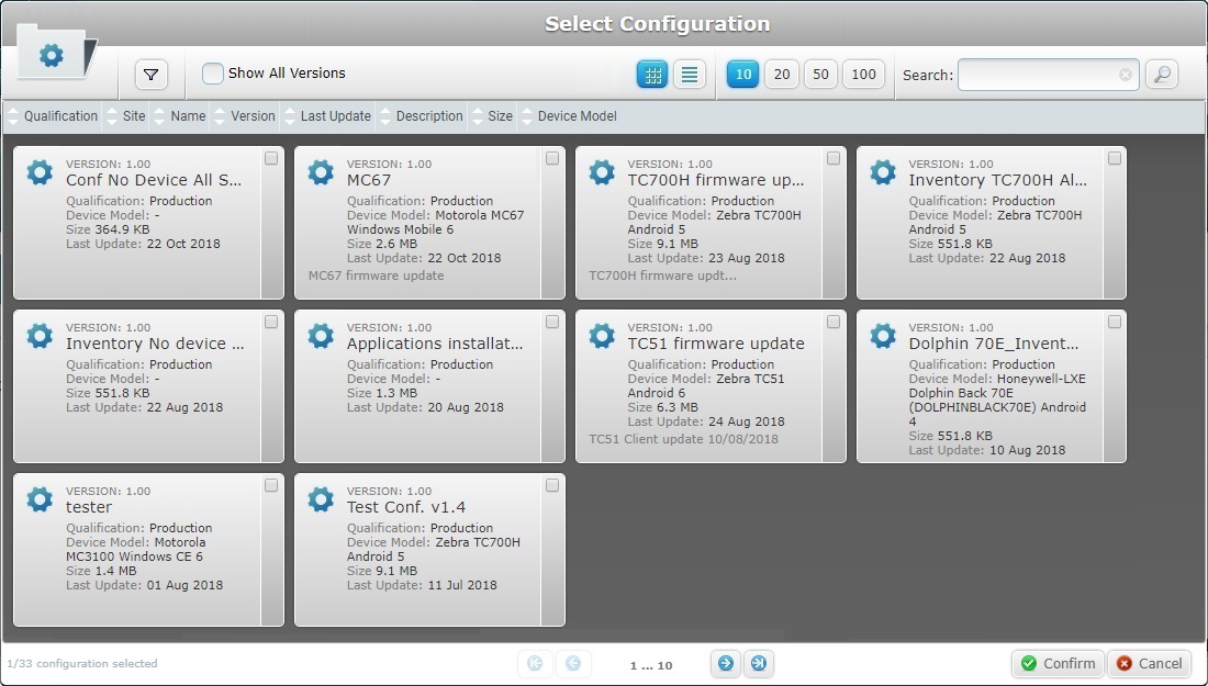 Select a Configuration Window