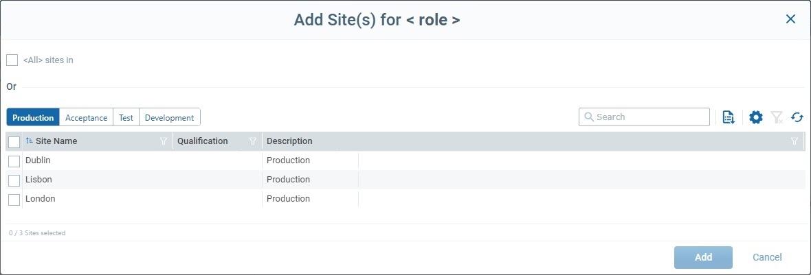 New User Profile_Select Sites Window_1