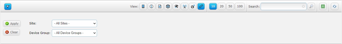 Account Device Group Sites and View Filter