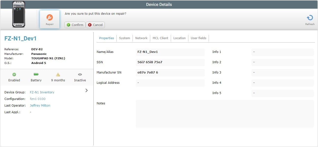 Device Details Page On Repair Edit