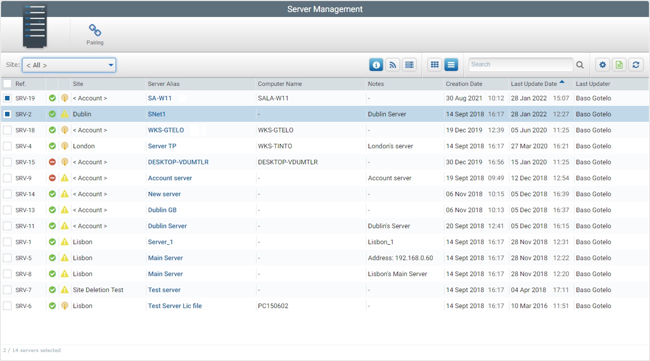 Servers Delete Management page_Account