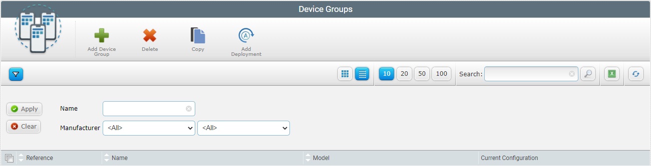 Device Groups Page Navigation
