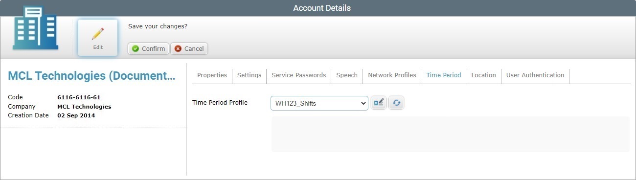 Account Details Time Period Tab Edit