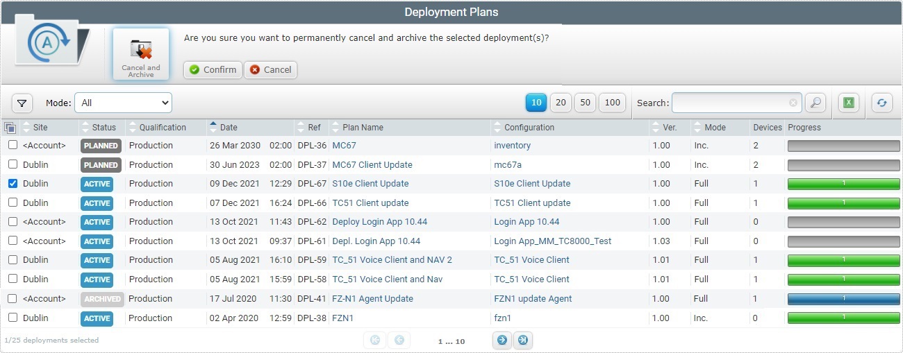 Site Cancel Deployment Confirmation