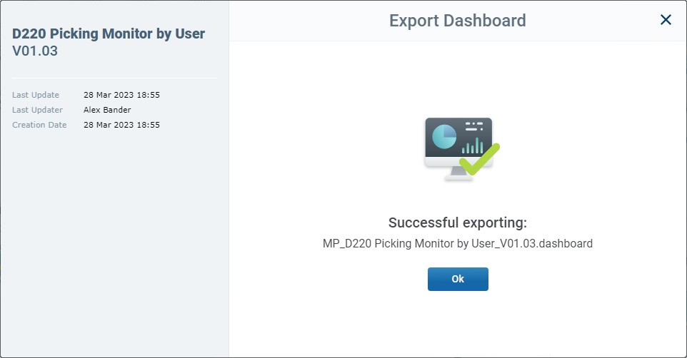 Export Dashboard Popup Window_Success