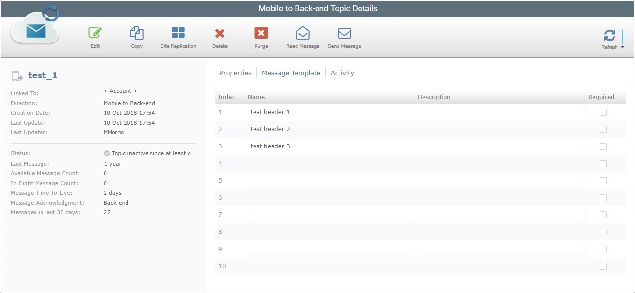 AD_Messagebox Topic Details Page Msg Template Tab