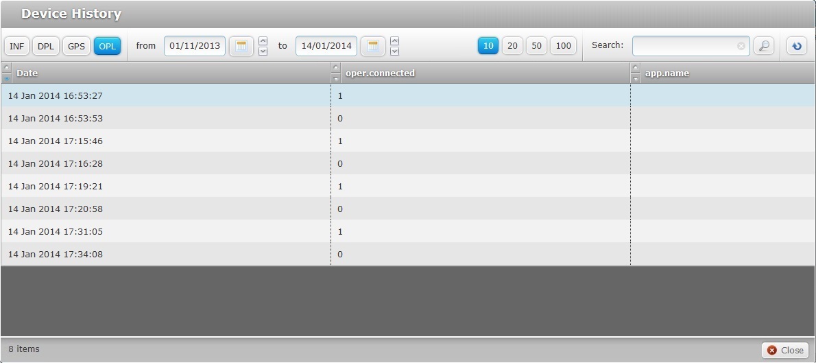 Device History OPL Tab