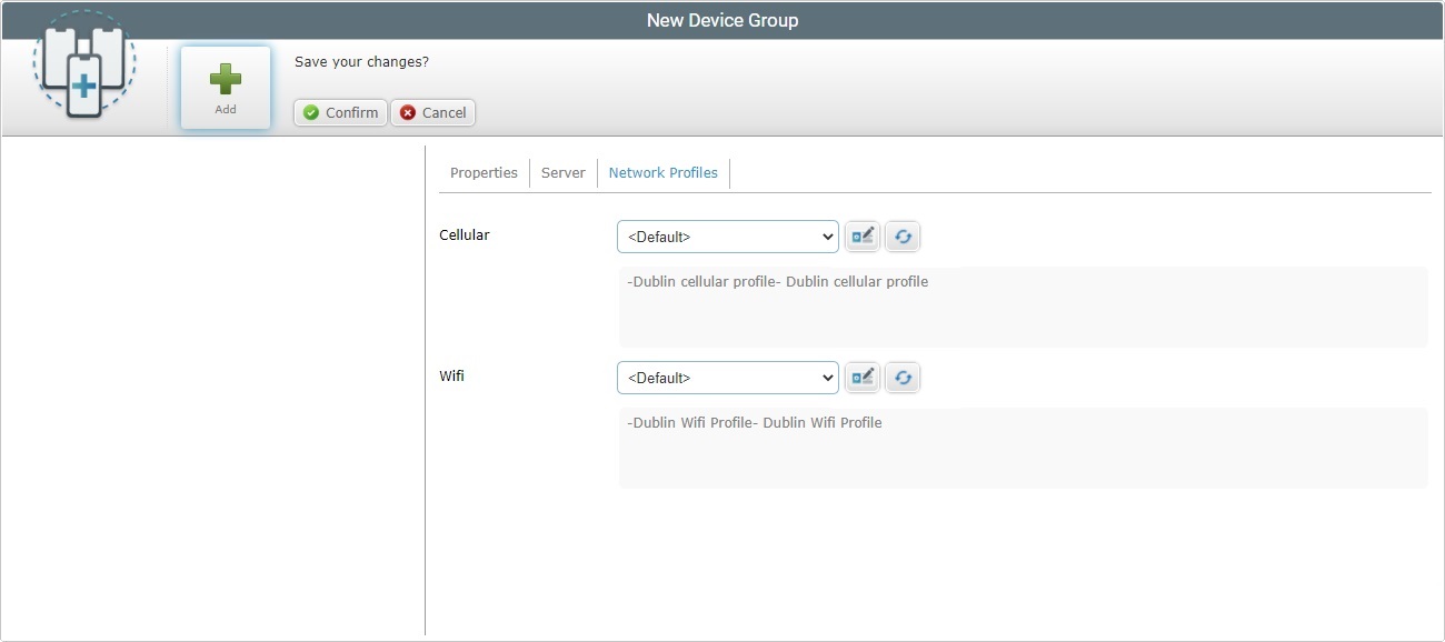 New Device Group Network Profiles Tab