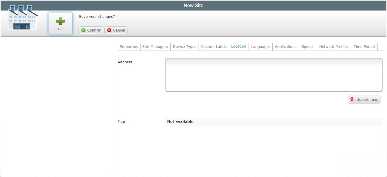 Add Site Location Tab